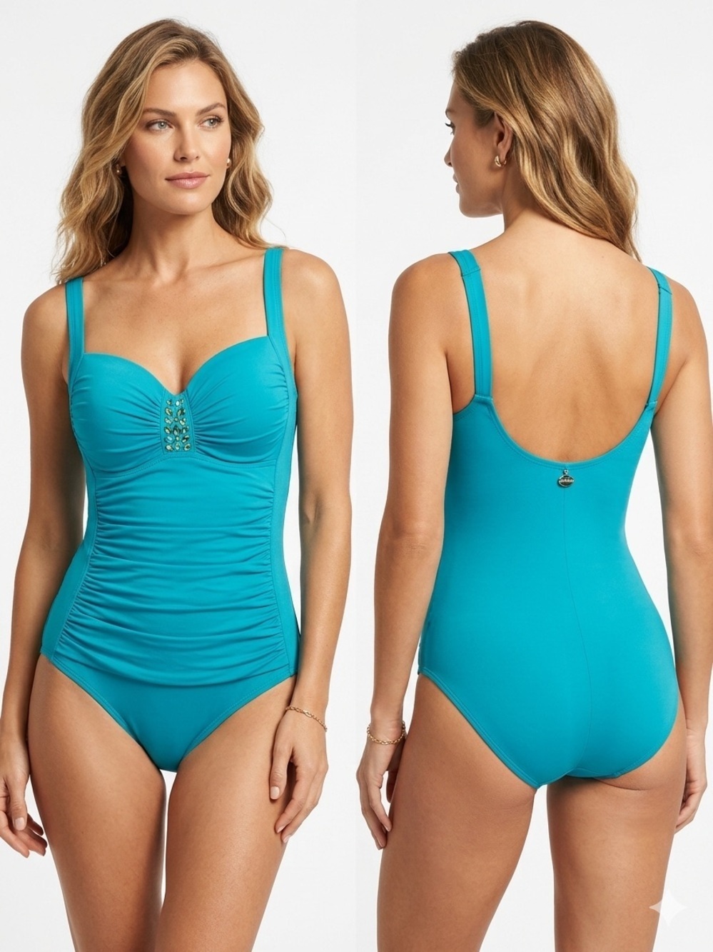 Jantzen Turquoise Tummy Control One Piece Swimsuit Size 10